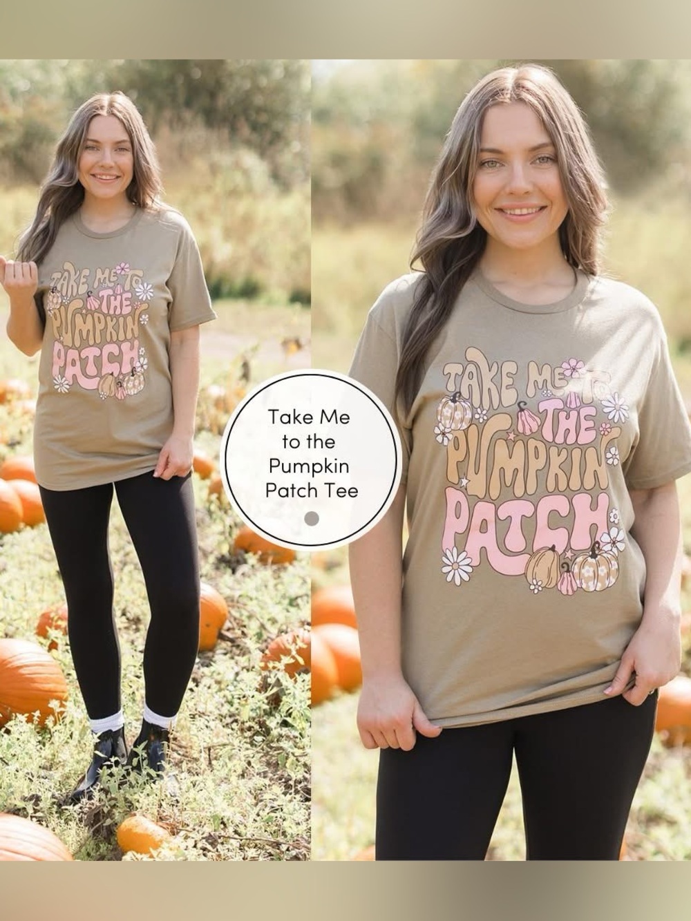 Take me to the Pumpkin Patch Tee (NWOT) 🍒 Khaki, Size Medium